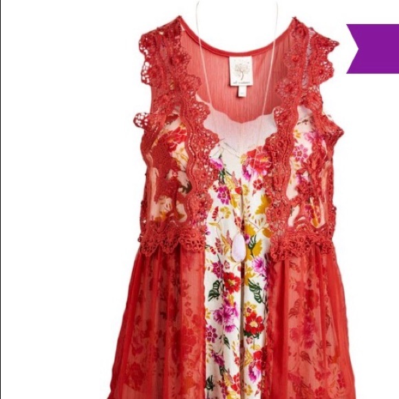 Self Esteem Tops - Tandori Spice crochet vest & floral Tank